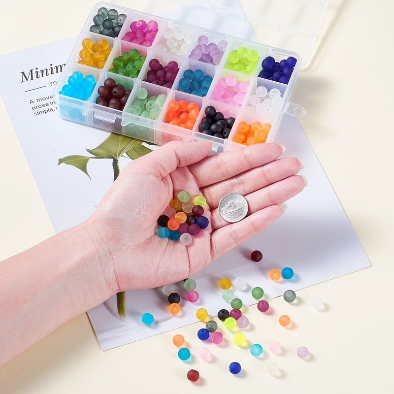 KISSITTY 540pcs/Box 8mm Transparent Glass Beads 18 Colors Frosted Round Loose Beads for DIY Sun Catchers Decor Jewelry Making - Image 5